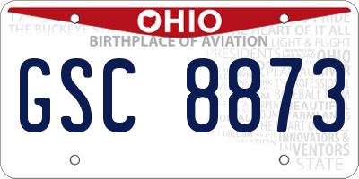 OH license plate GSC8873