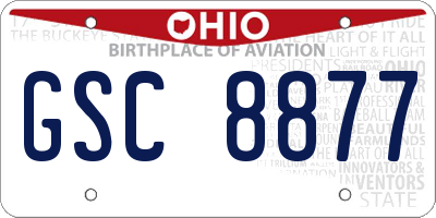 OH license plate GSC8877