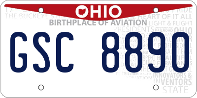 OH license plate GSC8890