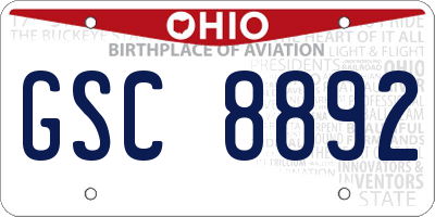 OH license plate GSC8892