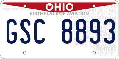 OH license plate GSC8893