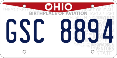 OH license plate GSC8894