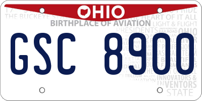 OH license plate GSC8900