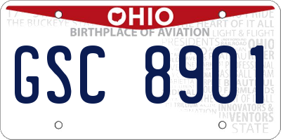 OH license plate GSC8901