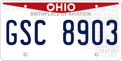 OH license plate GSC8903