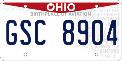 OH license plate GSC8904