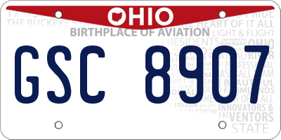 OH license plate GSC8907