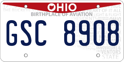 OH license plate GSC8908