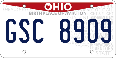 OH license plate GSC8909