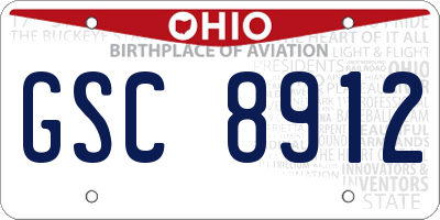 OH license plate GSC8912