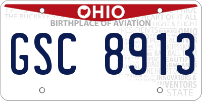 OH license plate GSC8913