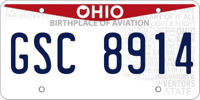 OH license plate GSC8914