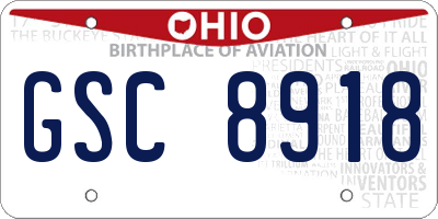 OH license plate GSC8918