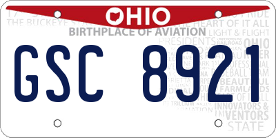 OH license plate GSC8921