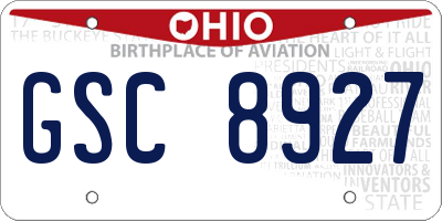 OH license plate GSC8927