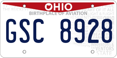 OH license plate GSC8928