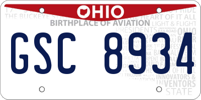 OH license plate GSC8934