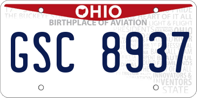 OH license plate GSC8937