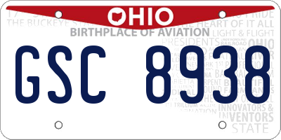 OH license plate GSC8938