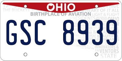 OH license plate GSC8939