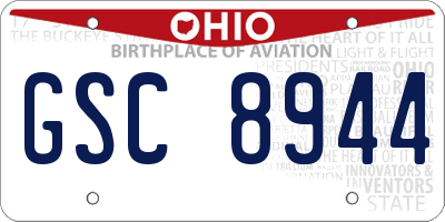 OH license plate GSC8944