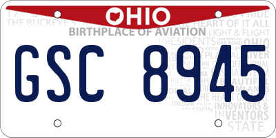 OH license plate GSC8945