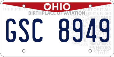 OH license plate GSC8949