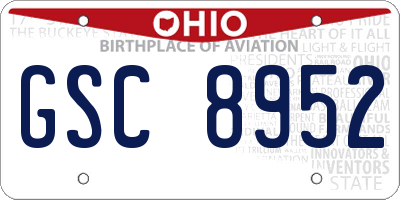 OH license plate GSC8952