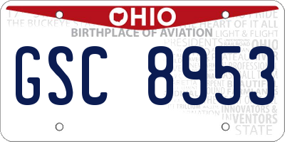 OH license plate GSC8953