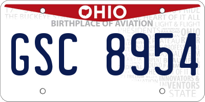 OH license plate GSC8954