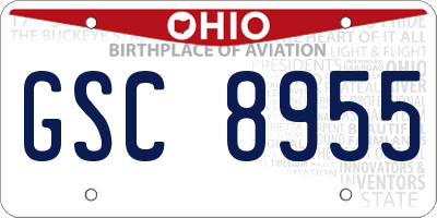 OH license plate GSC8955