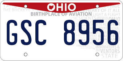 OH license plate GSC8956