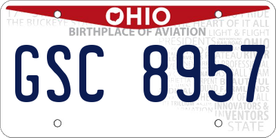 OH license plate GSC8957