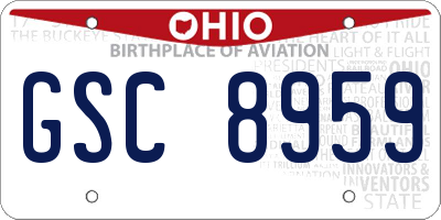 OH license plate GSC8959