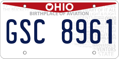 OH license plate GSC8961