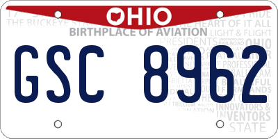 OH license plate GSC8962