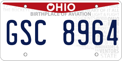 OH license plate GSC8964