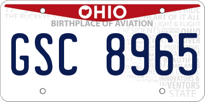 OH license plate GSC8965