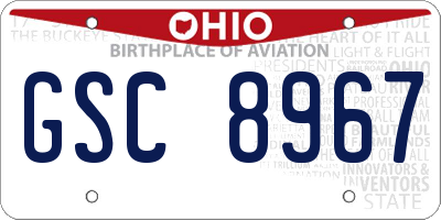 OH license plate GSC8967