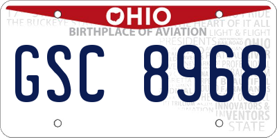 OH license plate GSC8968