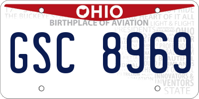 OH license plate GSC8969