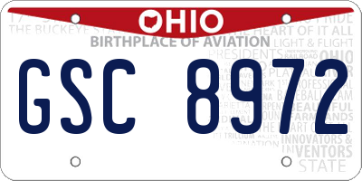 OH license plate GSC8972