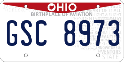 OH license plate GSC8973