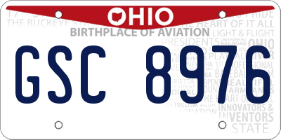 OH license plate GSC8976