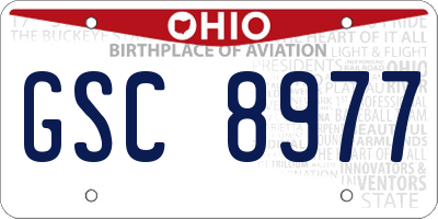 OH license plate GSC8977