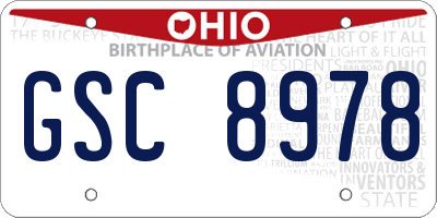 OH license plate GSC8978