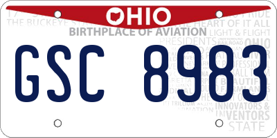 OH license plate GSC8983