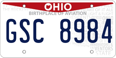 OH license plate GSC8984