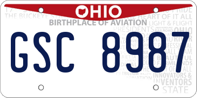 OH license plate GSC8987