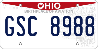 OH license plate GSC8988